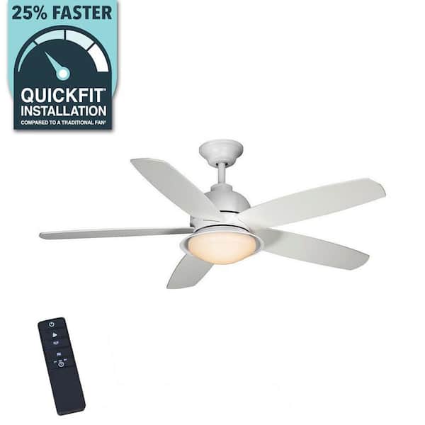 Ackerly 52 in. Indoor/Covered Outdoor LED Matte White Ceiling Fan with Light Kit and Remote Control