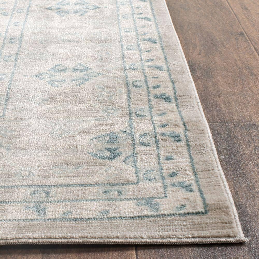 Gray Floral Synthetic Stain-Resistant 4' x 6' Rug