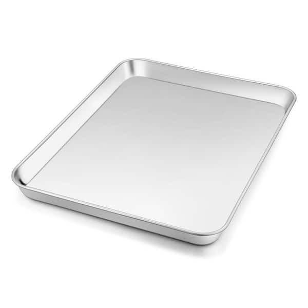 1-Piece Stainless Steel Mirror Finish Rust Resistant Single Baking Sheet Pan with Rolled Rim for Oven Use