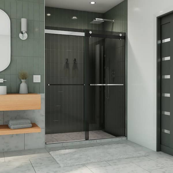 DreamLine Essence 56 in. to 60 in. W x 76 in. H Sliding Frameless Shower Door in Chrome with Tinted Glass