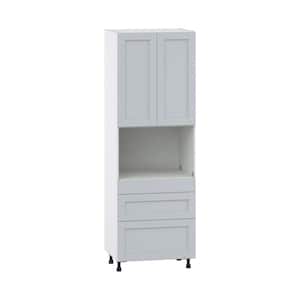 Cumberland Light Gray Shaker Assembled Pantry Microwave Kitchen Cabinet with 3 Drawer (30 in. W x 89.5 in. H x 24 in. D)