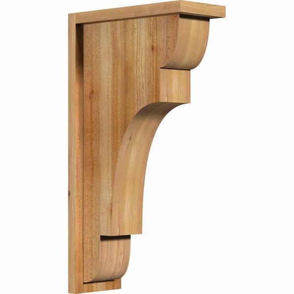 Ekena Millwork 6 in. x 14 in. x 26 in. Western Red Cedar New Brighton Rough Sawn Corbel with Backplate