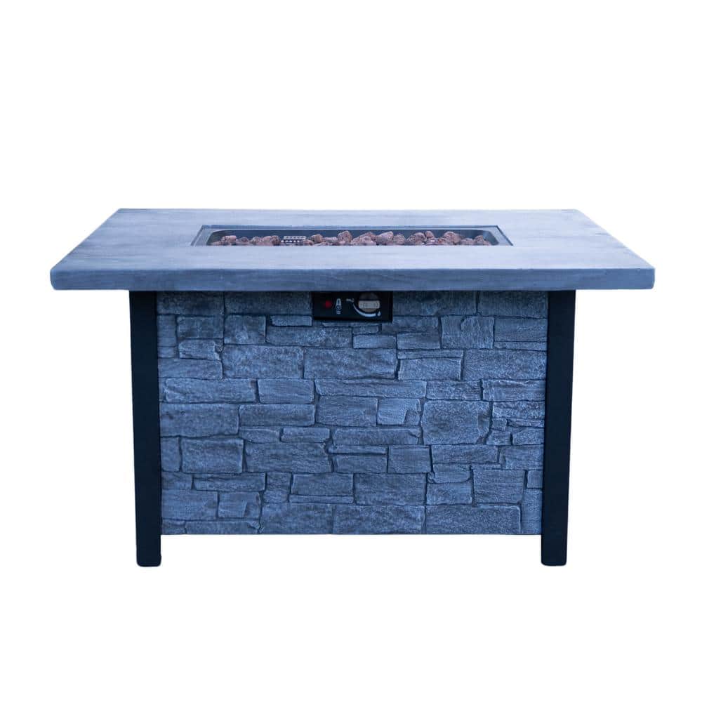 43.70 in. Rectangular Outdoor Fire Pit Table 50000BTU with a Tabletop Cover