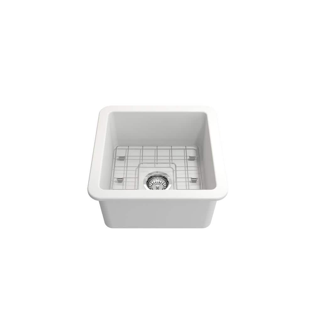 Matte White 18'' Fireclay Single Bowl Drop-in Kitchen Sink