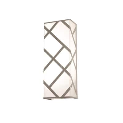 Haven 2-Light Satin Nickel LED Wall Sconce With White Acrylic Shade