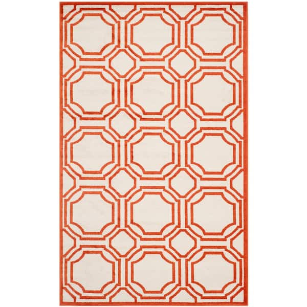 Amherst Ivory/Orange 6 ft. x 9 ft. Geometric Area Rug
