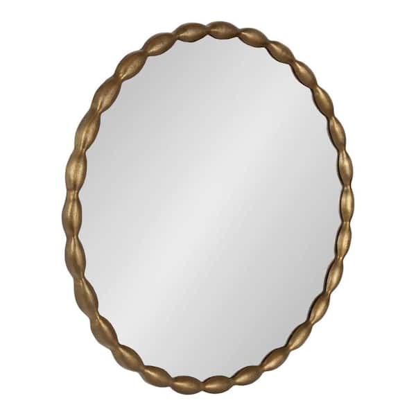 Perlina Gold 26 in. W x 26 in. H Round Metal Wall Mirror
