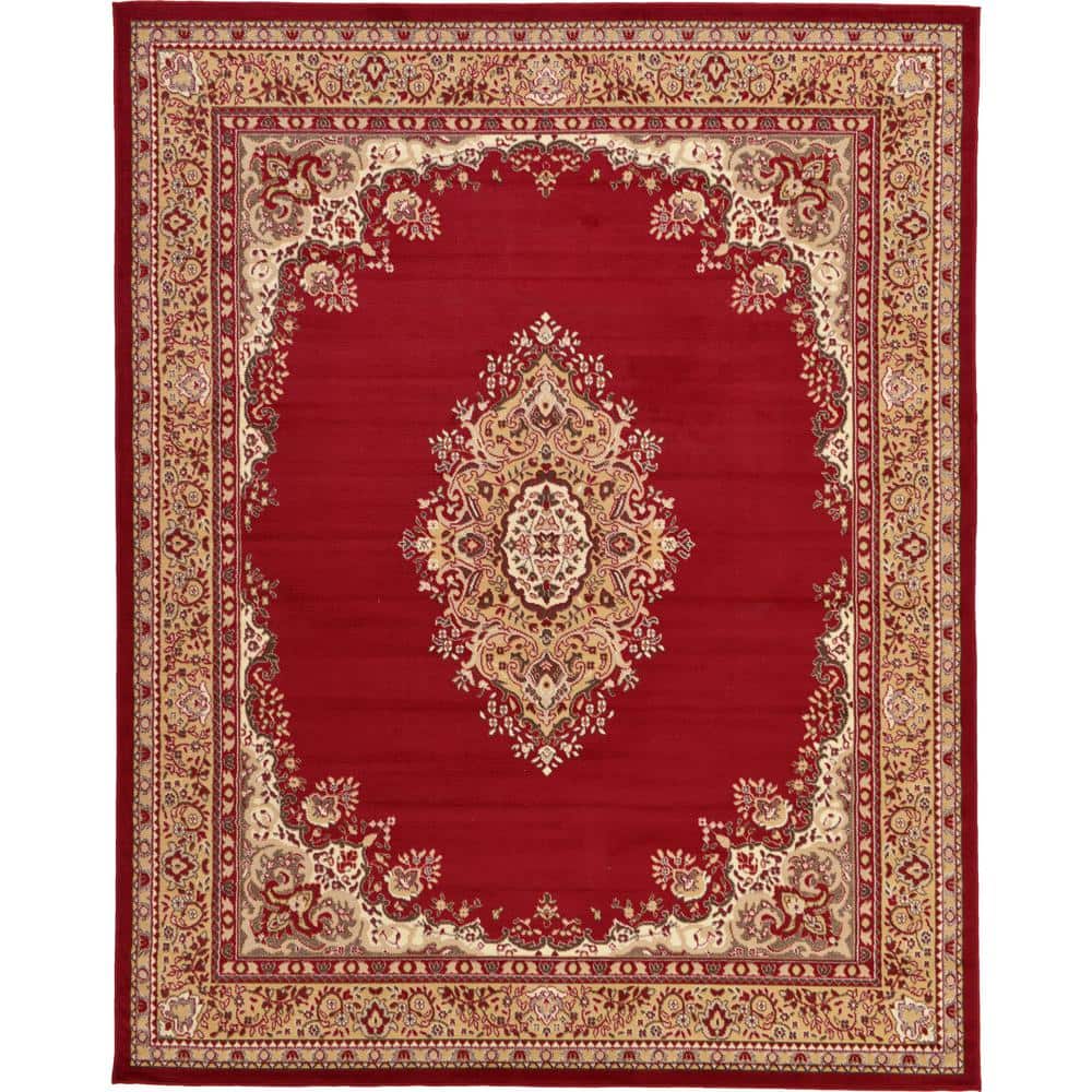 Burgundy Medallion Synthetic 8' x 10' Rectangular Rug