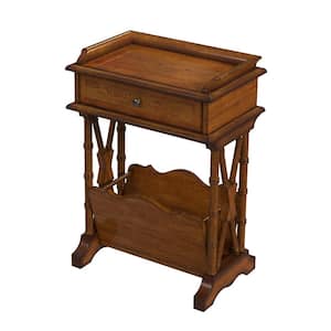 Cummings 15 in. Medium Brown Rectangle Wood End Table with Storage