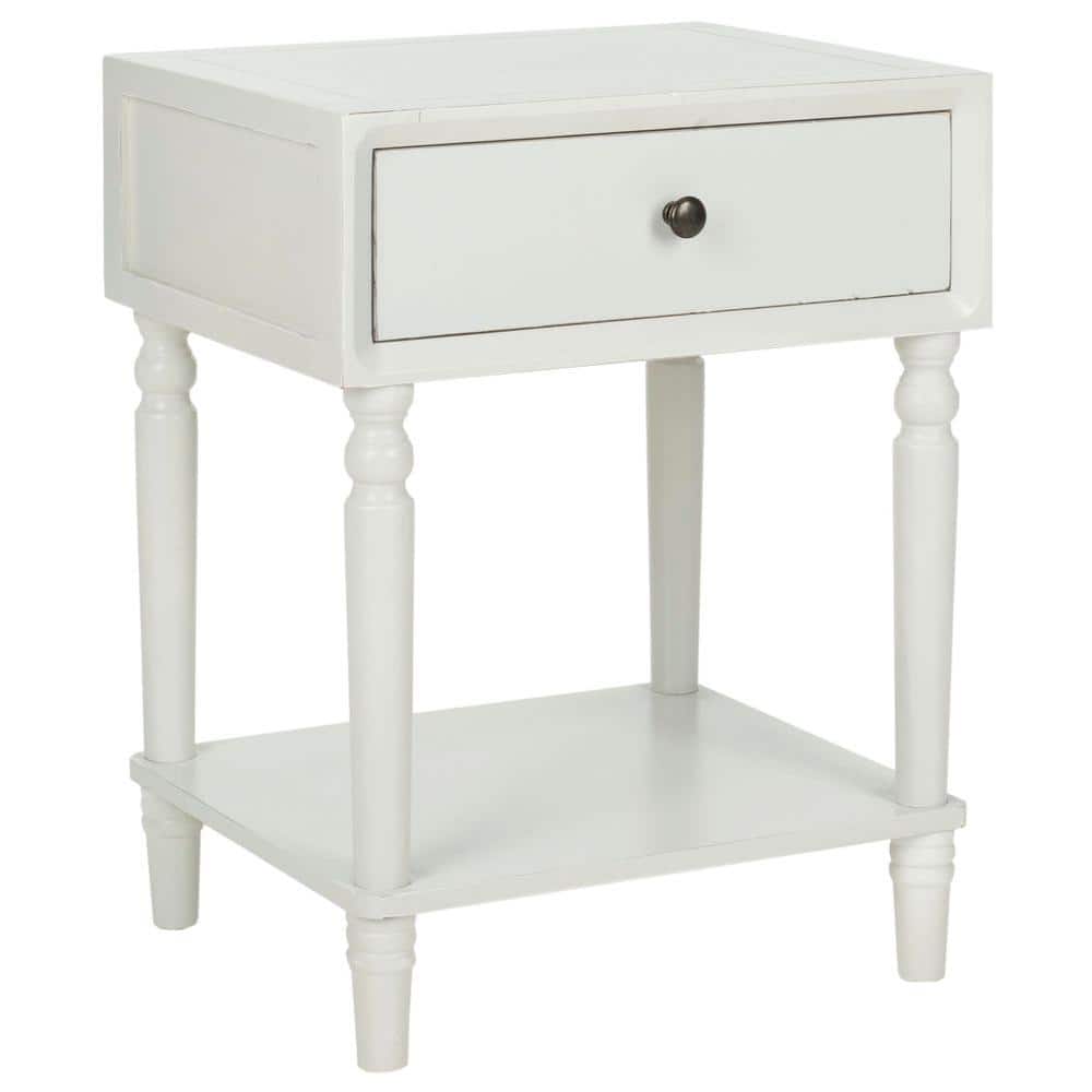 Transitional Shady White Poplar Nightstand with Storage Drawer