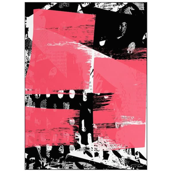 Pink and Black 8 ft. x 10 ft. Glitch N II Washable Abstract Art Felt Area Rug
