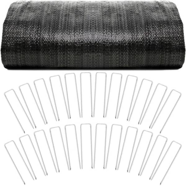 12.5 ft. x 50 ft. Woven Geotextile Weed Barrier Underlayment Fabric with 50 U-Pins 1-Pack
