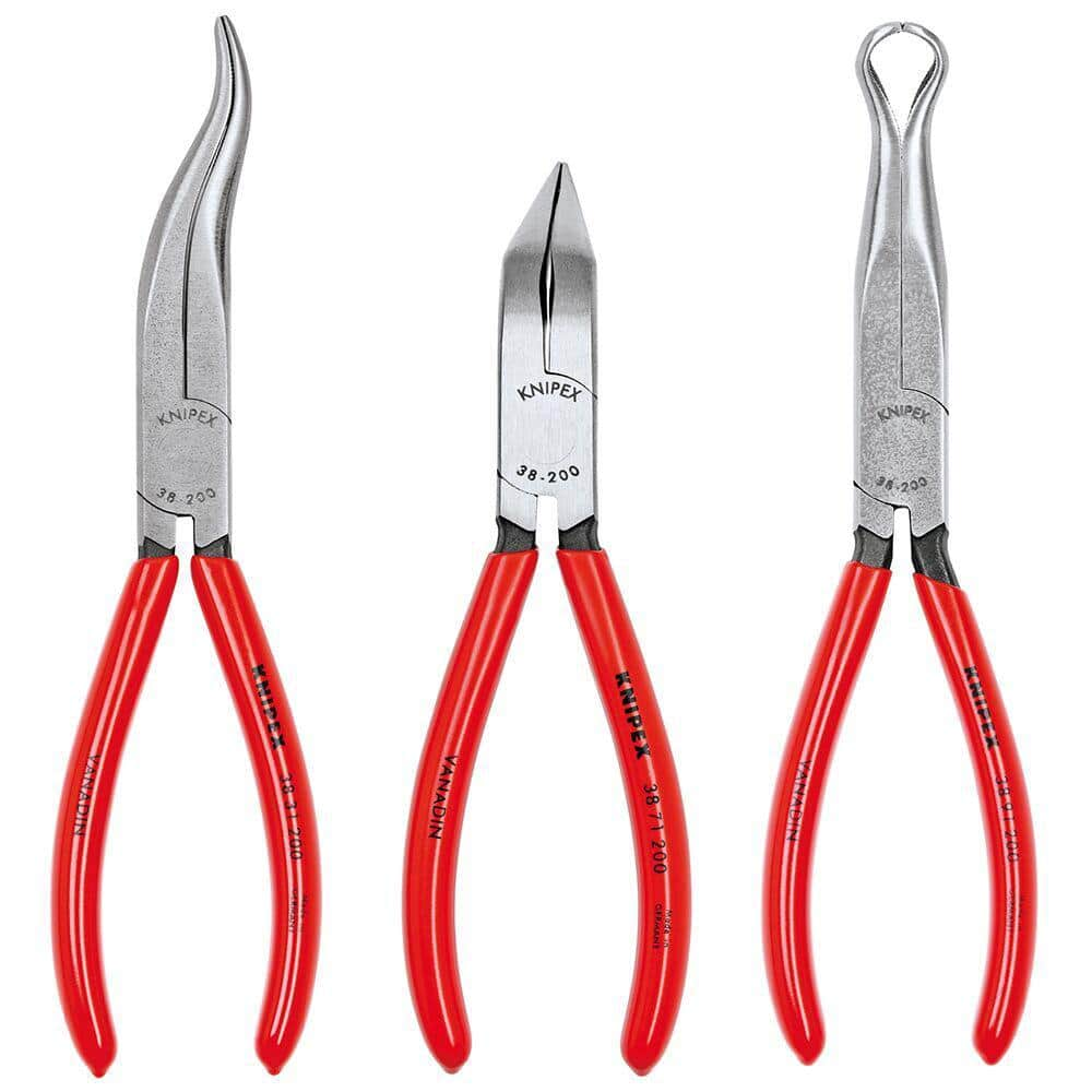 Knipex 3 Piece Long Nose Plier Set Dipped Handle 9K 00 80 12 US