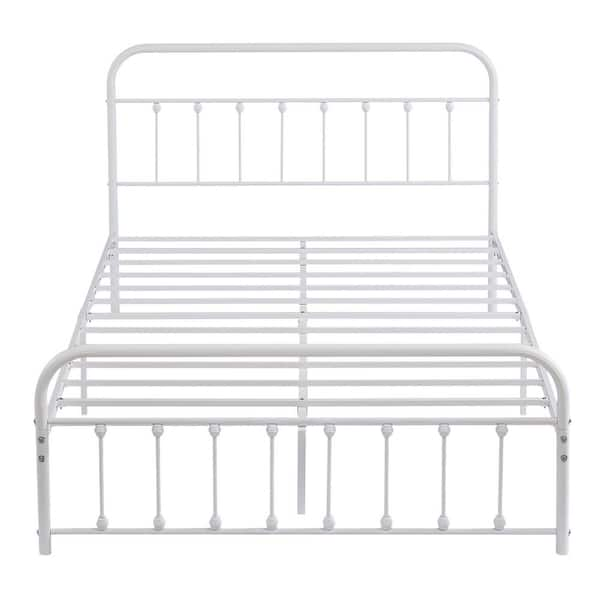 VECELO Victorian Bed Frame White, Heavy Duty Metal Bed Frame, Full Size ...