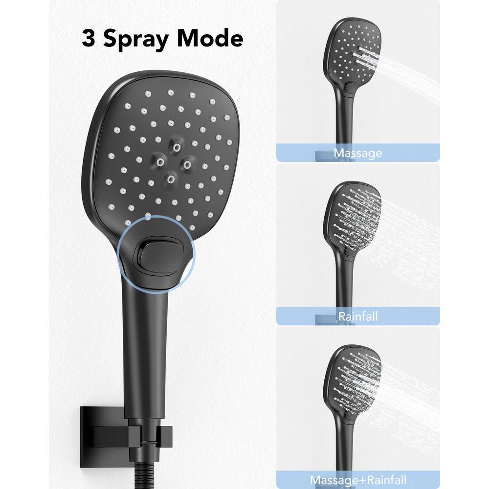 Matte Black Wall Mount Dual Shower Heads with Handheld and Valve