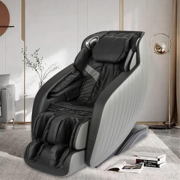Furniture of America Jania Black Faux Leather Massage Chair With Bluetooth, Anti Gravity, Heat, Voice Control