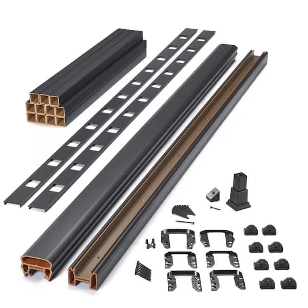 Transcend 6' x 36" Charcoal Black Composite Horizontal Deck Rail Kit with Matching square composite balusters
