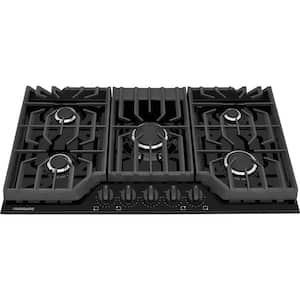 36 in. Gas Cooktop in Black with 5-Burner Elements, including Quick Boil and Simmer Burner