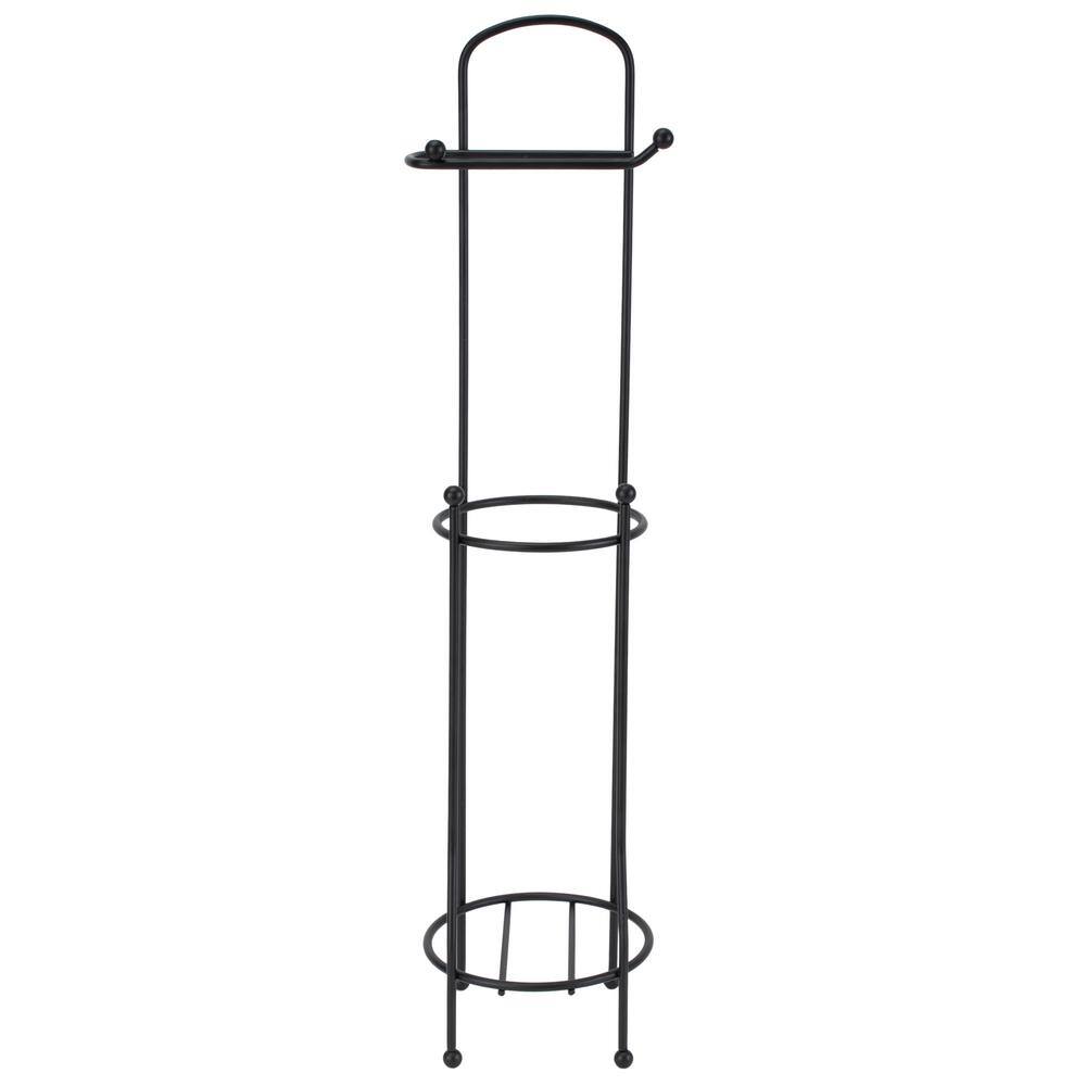 Matte Black Freestanding Toilet Paper Holder with Dispenser
