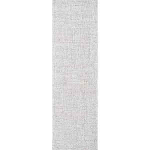 London Gray/Ivory 3 ft. x 8 ft. Solid Wool Runner Rug
