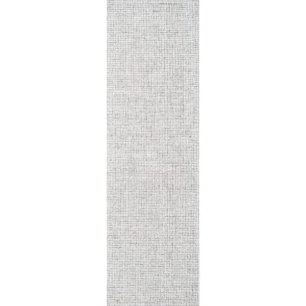 London Gray/Ivory 3 ft. x 8 ft. Solid Wool Runner Rug