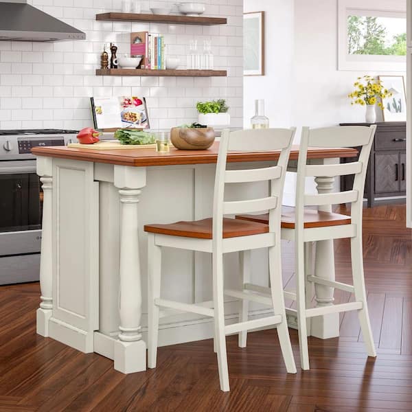Monarch White Kitchen Island With Seating