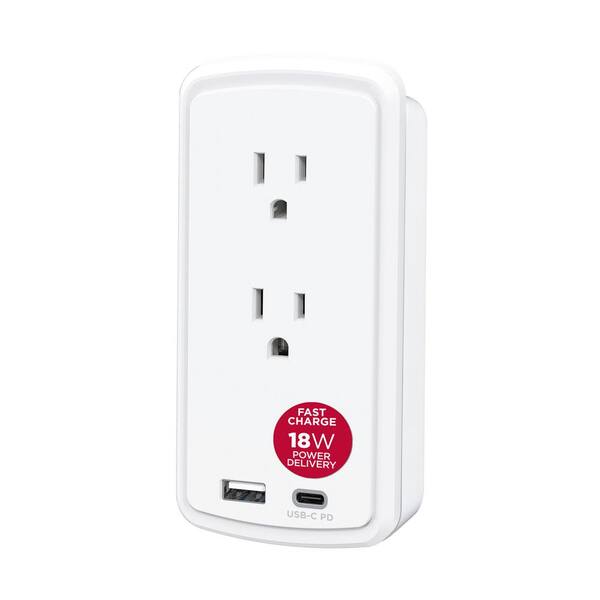 CyberPower 2-Outlet Surge Protector USB-A USB-C Wall Tap