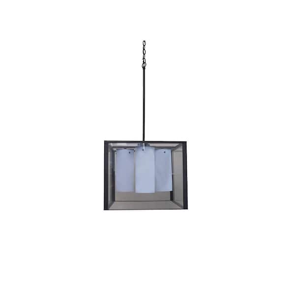 Illumine 4-Light Black Chandelier with Clear Flat Glass Shade