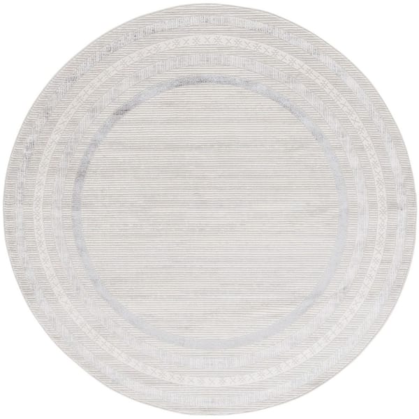 Hanna 7 ft. x 7 ft. Ivory/Gray Modern Border Round Area Rug