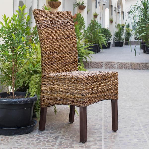 INTERNATIONAL CARAVAN INC Arizona Mohogany Abaca Weave Dining Chair with Mahogany Hardwood Frame