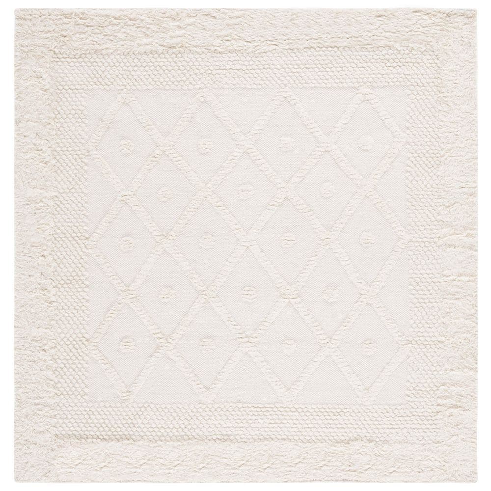 SAFAVIEH Kenya Ivory 6 ft. x 6 ft. HighLow Border Trellis Solid Color