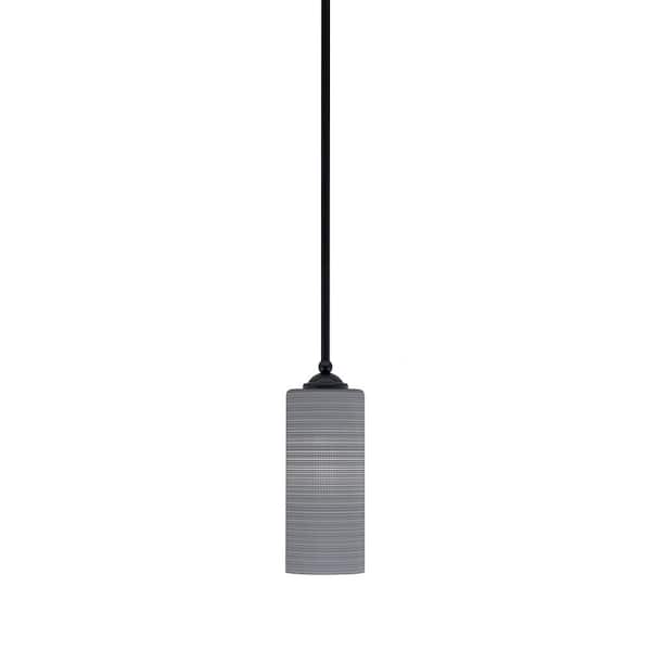 Unbranded Clevelend 100-Watt 1-Light Black Pendant Mini Pendant Light with Gray Matrix Glass Shade Light Bulb Not Included