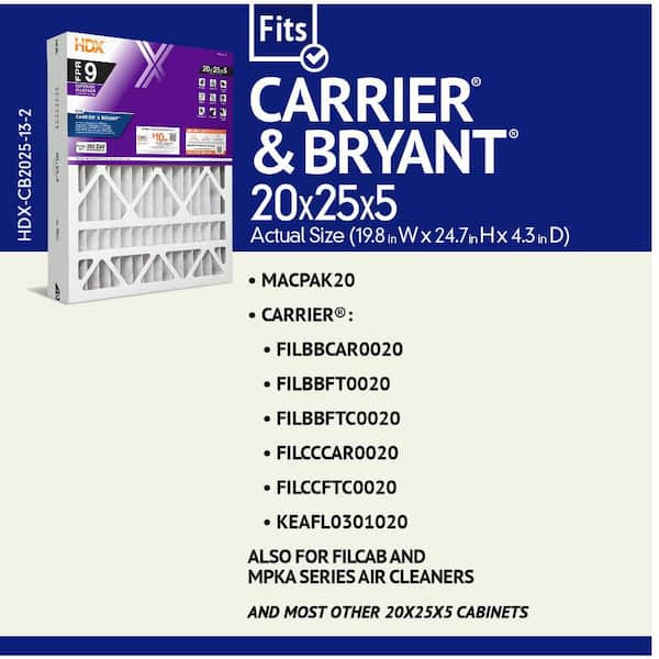 20 in. x 25 in. x 5 in. Carrier Replacement Pleated Air Filter FPR 9, MERV 13