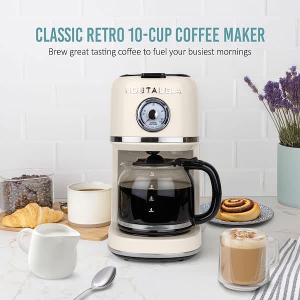Nostalgia Classic Retro 10-Cup Drip Coffee Maker, Beige NCRCOF10CM6A