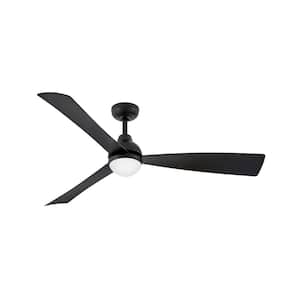 UNA 56.0 in. Integrated LED Indoor/Outdoor Matte Black Ceiling Fan with Remote Control