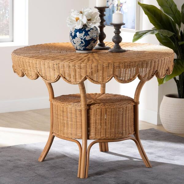 Abena Light Honey Rattan Wicker 4 Legs Dining Table Seats 4
