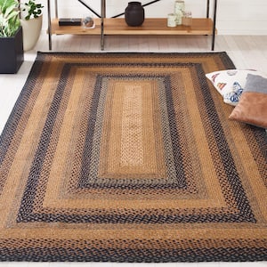 Braided Natural Sage 4 ft. x 6 ft. Border Striped Area Rug