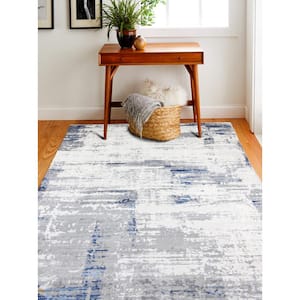 Carlyle Ivory/Blue 8 ft. x 10 ft. (7'6" x 9'6") Geometric Transitional Area Rug