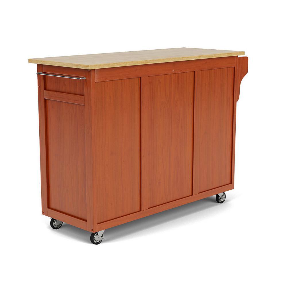 Cottage Oak Wood Kitchen Cart with Spice Rack and Storage