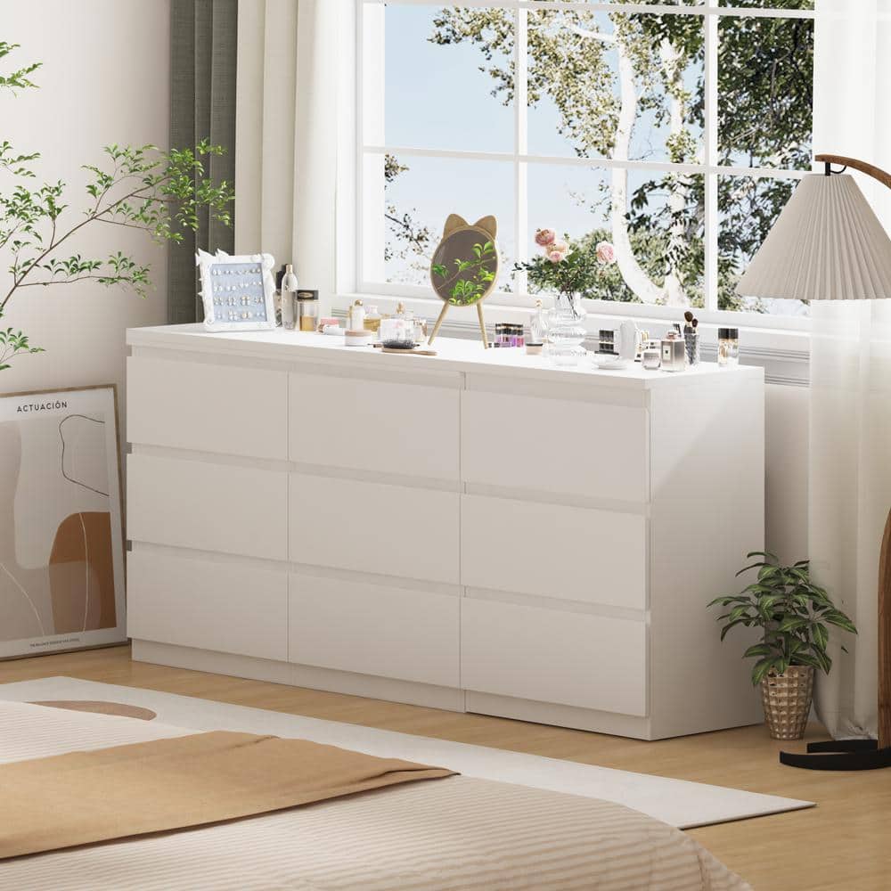9-Drawer Retractable Dresser Bedroom Storage Organizer with Rotatable Table - thumbnail 5