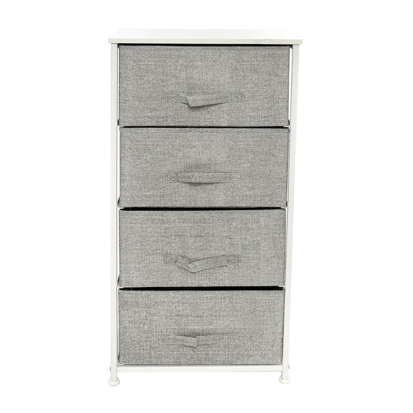 Siavonce 11.8 W x 37.2 H White Non-Woven Fabric 4-Drawers Organizer Unit Drawer Type Vertical Dresser Storage Tower