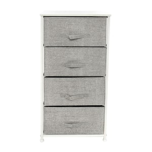 17.8 in. W x 11.8 in. D x 37.2 in. H 4-Drawer White Dresser Storage with Wooden Top