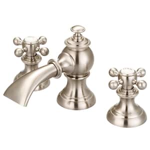 Modern Classic 8 in. Widespread 2-Handle Bathroom Faucet with Pop Up Drain in Satin Nickel