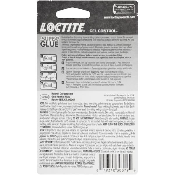 Loctite Super Glue Gel Control, Pack of 1, Clear 0.14 fl oz Bottle