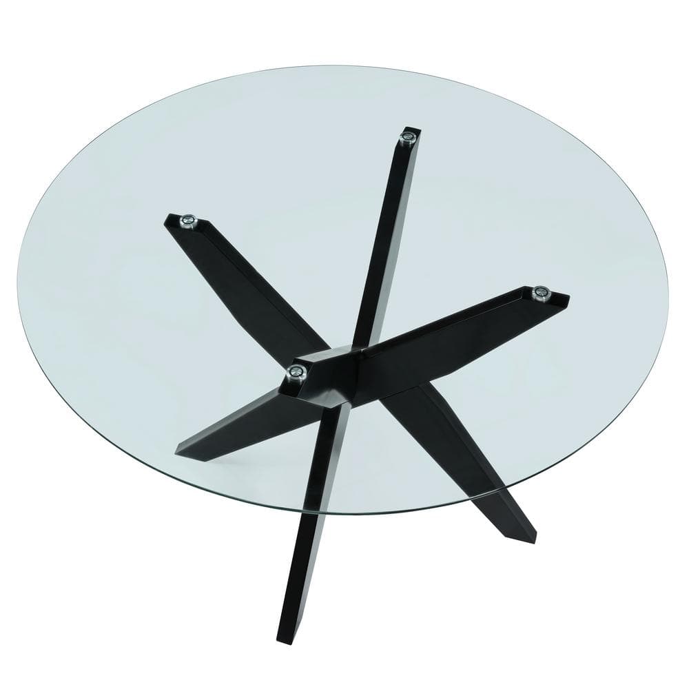 Amalie 48" Black and Clear Glass Round Dining Table