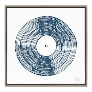 Sylvie "Record Blue" by Statement Goods Framed Canvas Culture Wall Art 24 in. x 24 in.
