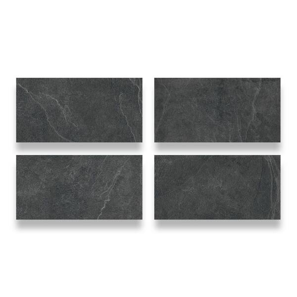 Giorbello Scandinavian Lavik Dark Black 12 in. x 24 in. Matte