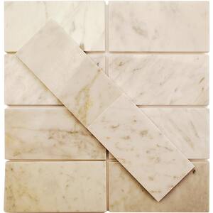 Crema Marfil 3 in. x 6 in. x 10 mm Marble Subway Wall Tile (40 pieces 5 sq. ft./Box)