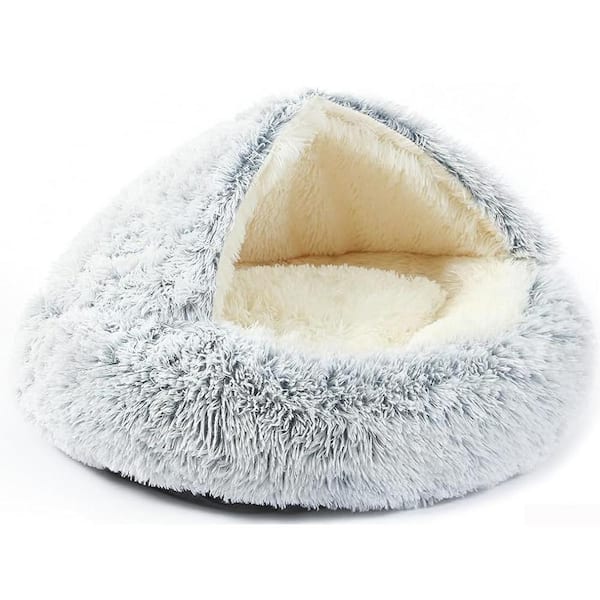 Unbranded Medium Light Gray Polyester Faux Fur Dogs Bed