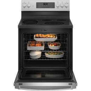30 in. 5 Element Freestanding Electric Range in Stainless Steel with Convection, True Convection, Air Fry Cooking